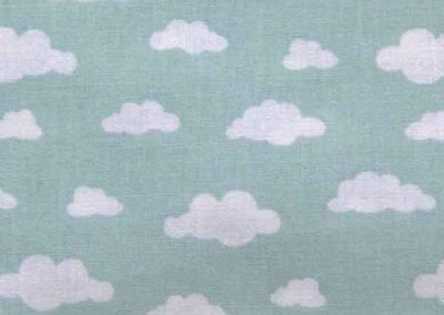 étui à savon et brosse à dents coton vert nuages blancs référence 07