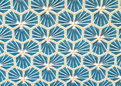 tissu coton vert canard géométrique référence 04