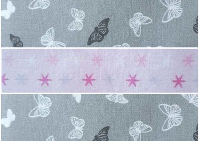 cabas enfant-gris motif papillons et rose motif étoiles-référence 09
