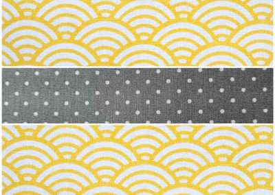 cabas enfant-jaune motif écailles et gris pois blancs-référence 11