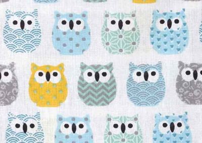 cape de bain bleu et jaune motif hiboux référence 05