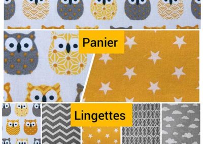 ensemble de toilette bébé jaune et gris motif hiboux- référence 04