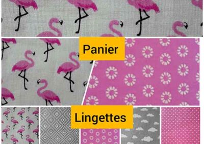 ensemble de toilette bébé rose et gris motif flamants roes- référence 03