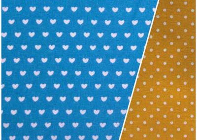 bleu motif coeurs et moutarde à pois blancs référence03