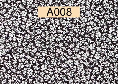 tissu coton noir fleuri blanc référence A008