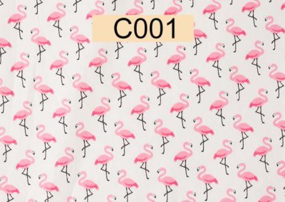 tissu coton blanc flamants roses référence C001