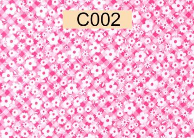 tissu coton fleuri blanc et rose référence C002