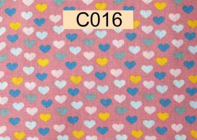 tissu coton vieux rose coeurs multicolores référence C016