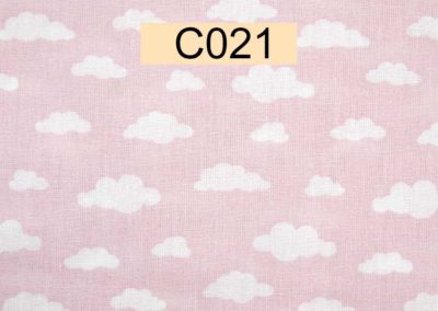 tissu coton rose pal nuages blancs öeko tex référence C021
