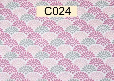 tissu coton éventails roses et gris öeko tex référence C024
