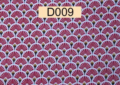tissu coton blanc éventails rouges référence D009