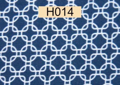 tissu coton bleu carrés et ronds blancs entrelacés référence H014