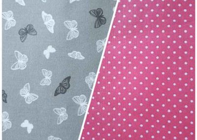 sac à goûter gris papillons et rose à pois référence 01