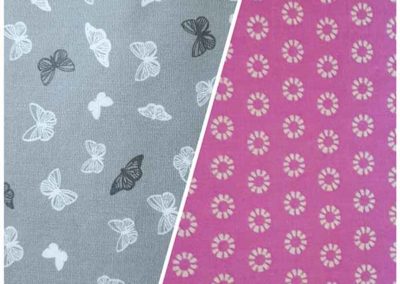 sac à goûter gris papillons et rose petites fleurs référence 02