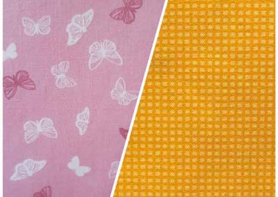 sac à goûter rose papillons et jaune vif référence 06