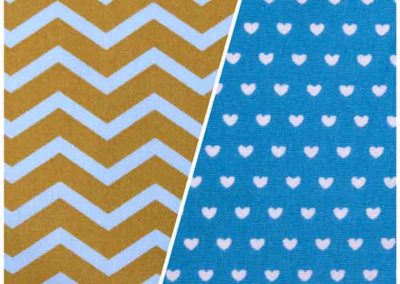 sac à goûter chevron moutarde et bleu petits coeurs blancsréférence 08