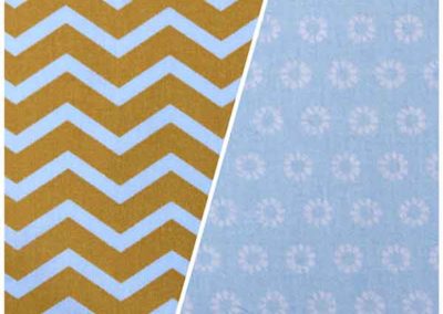 sac à goûter chevrons moutarde et bleu petites fleursréférence 09