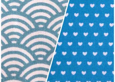 sac à goûter écailles bleu et bleu petits coeurs référence 15