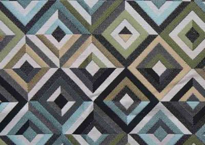 tissu jacquard vert et bleu multicolore losanges référence 05