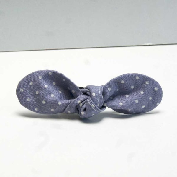 nœud élastique cheveux violet à pois blancs avec élastique