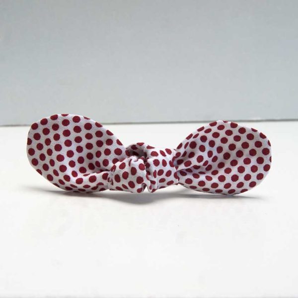 nœud élastique cheveux blanc à pois rouges avec élastique
