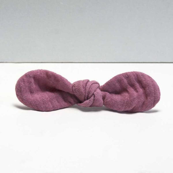 nœud élastique cheveux vieux rose en double gaze avec élastique