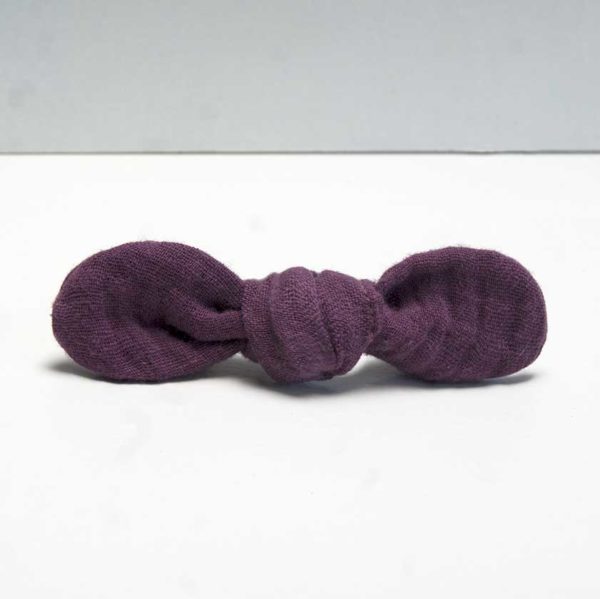nœud élastique cheveux aubergine en double gaze avec élastique